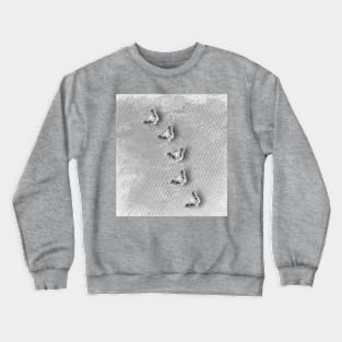 Grunge butterflies on chevron texture in gray Crewneck Sweatshirt